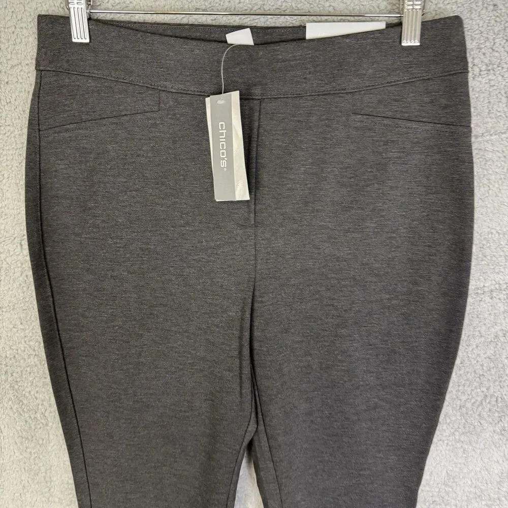 S Chicos‎ Ponte Leggings Size 2R US 12 Gray Stretch Pull On NWT